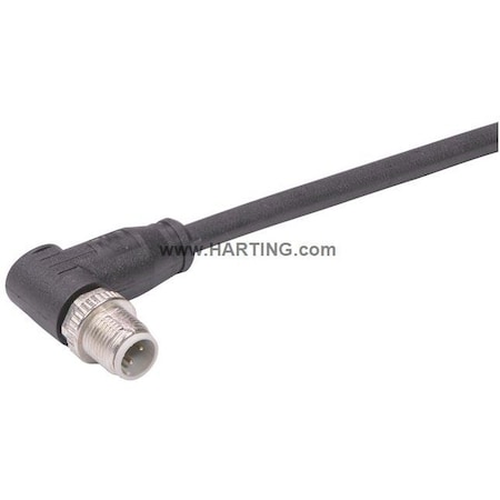 Harting M12 D-cod 4-pol an/- m/- Rail 0.8m, PK 2 09488000011008